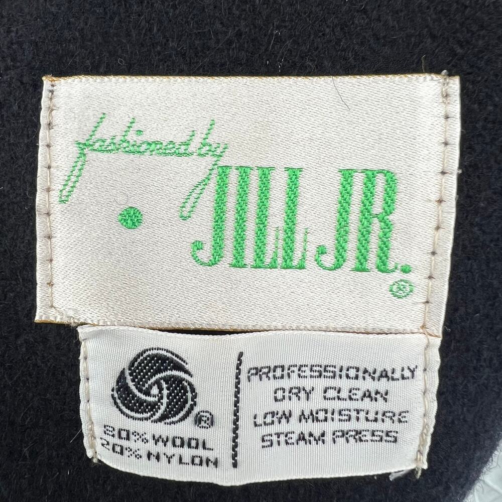 Vtg 70s Jill Jr Black Wool Opera Trench Coat Minimalist Goth Duster USA MEDIUM - Picture 11 of 12